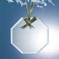 Beveled Jade Glass Ornament - Octagon (Sandblasted)